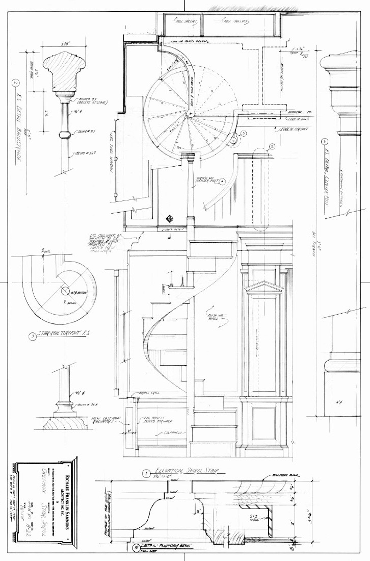 Central Park South Apartment Spiral Staircase Detail Drawing