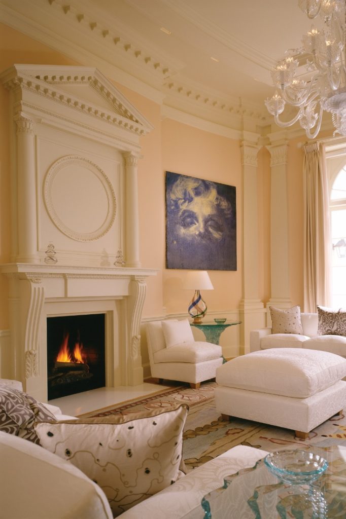 Regency Style House Living Room Fireplace